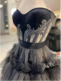 Lace Applique Prom Dresses Tiered Homecoming Dresses HZ1024