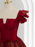 Princess Ball Gown Red Tulle Prom Dress HZ1024