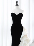 Simple Mermaid Strapless Sequin Long Prom Dresses HZ1024