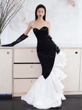 Simple Mermaid Strapless Sequin Long Prom Dresses HZ1024