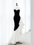 Simple Mermaid Strapless Sequin Long Prom Dresses HZ1024