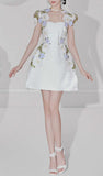 Vintage A line High Neckline Lace White Homecoming Dress 18th Birthday Outfits HZ1024