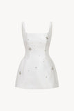Vintage A line Straps White Satin Short Homecoming Dress Party Dress HZ1024