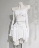 A line Long Sleeves Chiffon White Homecoming Dress Party Dress HZ1024
