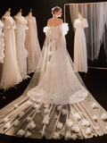 Vintage Mermaid Strapless Lace Wedding Dress With Short Sleeves HZ1024