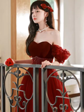Pretty A Line Off The Shoulder Burgundy Tulle Beads Long Prom Dresses HZ1024