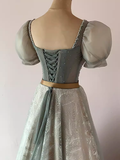 Pretty A Line Square Neckline Tulle Sequin Beads Long Prom Dresses HZ1024