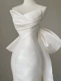 Sexy Mermaid Sweetheart Satin Long Wedding Dresses With Bow HZ1024
