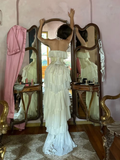 Sexy Sheath Strapless Chiffon Long White Prom Dresses HZ1024