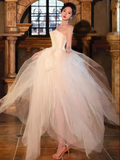 Cute Ball Gown Strapless Neckline Tulle Wedding Dress HZ1024
