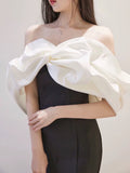 Modest Mermaid Off The Shoulder Satin Black Prom Dress Long Evening Dresses HZ1024