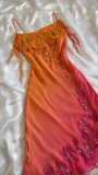 Modest Sheath Spaghetti Straps Chiffon Ombre Prom Dress Party Dress With Beads HZ1024