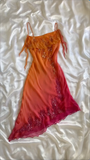 Modest Sheath Spaghetti Straps Chiffon Ombre Prom Dress Party Dress With Beads HZ1024