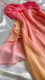 Fairytale Sheath Spaghetti Straps Ombre Chiffon Orange Prom Dresses Evening Dress With Ruffles HZ1024