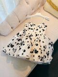 Simple A line Spaghetti Straps Black Flora White Homecoming Dress Birthday Dresses HZ1024
