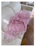 Modest A line Straps Sleeveless Pink Tulle Flowers Prom Dress Evening Dresses HZ1024