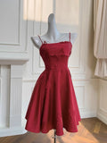 Simple A line Straps Burgundy ShortHomecoming Dress Birthday Dresses With Butterfly HZ1024