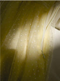 Cute A Line Straps Sleeveless Yellow Tulle Long Prom Dresses HZ1024