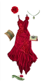 Elegant A line Straps Chiffon Red Irregular Prom Dresses Evening Dress With Flowers HZ1024