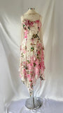 Chic A line Spaghetti Straps Floral Pink Short Homecoming Dresses Cocktail Dress With Ribbon HZ1024