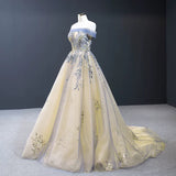 Modest Ball Gown Off The Shoulder Long Blue Sweet 15 Dress Prom Dresses HZ1024