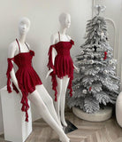 Cute Sheath Halter Burgundy Ruffles Homecoming Dress Short Birthday Outfits HZ1024
