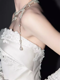 Elegant Ball Gown Strapless neckline Sleeveless Satin Wedding Dresses HZ1024