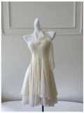 Modest A Line Halter Chiffon Ivory Short Homecoming Dresses Birthday Outfits HZ1024