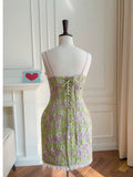 Cute Sheath Spaghetti Straps Lace Homecoming Dresses Birthday Outfits HZ1024