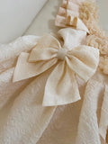Pretty Ball Gown Straps Champagne Satin Flowers Homecoming Dresses Birthday Outfits With Bow HZ1024