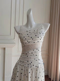 Modest A line Spaghetti Straps White Chiffon Prom Dress Formal Dresses HZ1024