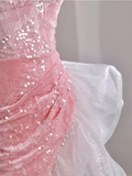 Sexy Mermaid Off The Shoulder Velvet Pink Long Prom Dresses Birthday Outfits HZ1024