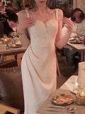 Modest Sheath Straps Halter Ivory Long Prom Dress Formal Dresses HZ1024