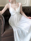 Sexy A line Straps Sleeveless White Chiffon Long Prom Dresses HZ1024