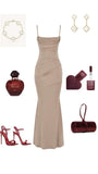 Elegant Mermaid Spaghetti Straps Champagne Slit Long Prom Dresses Formal Dress HZ1024