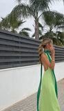 Modest A Line V Neckline Straps Green Long Prom Dresses Evening Dress HZ1024