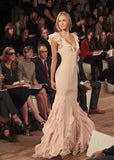 Pretty Mermaid V neckline Long Chiffon Prom Dresses Evening Dress HZ1024
