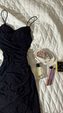 Elegant Sheath Spaghetti Straps Black Long Prom Dresses Sequin Party Dress HZ1024