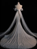 Elegant Mermaid Off The Shoulder Sequin Long Wedding Dresses HZ1024