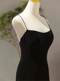 Sexy Mermaid Spaghetti Straps Black Long Prom Dresses Evening Dress HZ1024