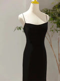 Sexy Mermaid Spaghetti Straps Black Long Prom Dresses Evening Dress HZ1024