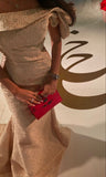 Pretty Mermaid Off The Shoulder Pink Satin Ruffles Evening Dress Prom Dresses HZ1024