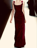 Vintage Sheath Square Neckline Burgundy Long Length Prom Dresses Birthday Outfits HZ1024
