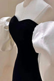 Gorgeous Sheath Off The Shoulder Black Velvet Evening Dress Prom Dresses Birthday Outfits HZ1024