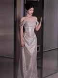 Sexy Sheath Off The Shoulder Sequin Long Evening Dress Prom Dresses Birthday Outfits HZ1024