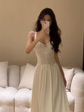 Vintage A Line Straps White Backless Evening Dress Prom Dresses HZ1024