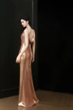 Sexy Sheath Straps Sequin Gold Prom Dresses Party Evening Dress With Ruffles HZ1024