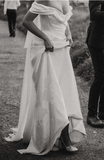 Pretty Sheath Off The Shoulder White Satin Long Prom Dresses Party Evening Dress HZ1024