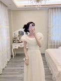 Elegant A Line Off The Shoulder Ivory Chiffon Long Bridesmaid Dress HZ1024