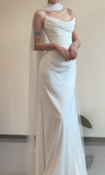 Elegant Mermaid Strapless Satin Pleated Long Wedding Dresses HZ1024